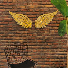 Wallity Angel Wings Metal Wall Art Set - APT705 Dorado